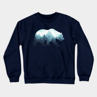 Dramabite Bear Double Exposure Grizzly Surreal Wildlife Animal Crewneck Sweatshirt